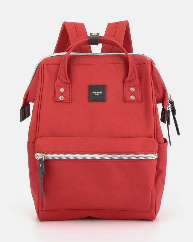 Himawari Water Resistant Canvas Backpack Bag with Side Pockets Red One Size