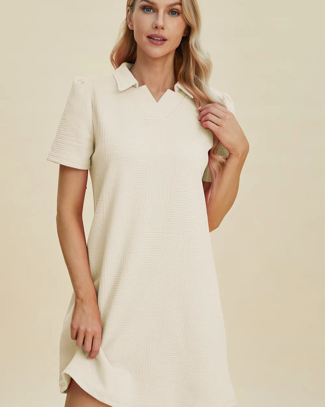 Double Take Full Size Texture Short Sleeve Dress