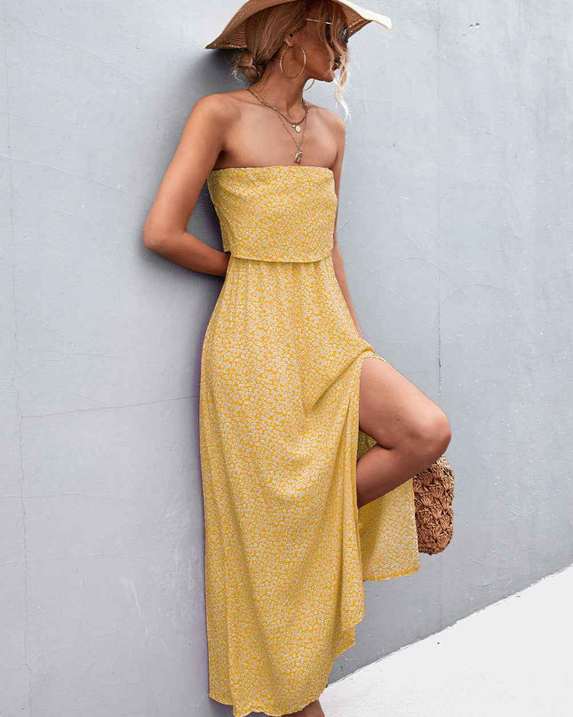Strapless Split Maxi Dress