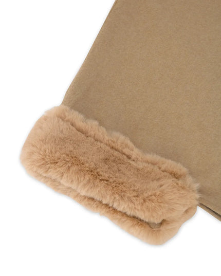 Fuzzy Trim Long Sleeve Poncho