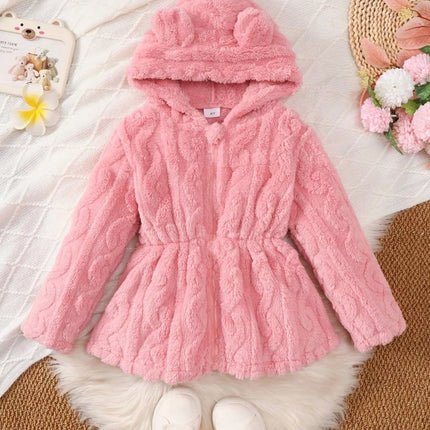 Children's Zip Up Hooded Fleece Outerwear Pink