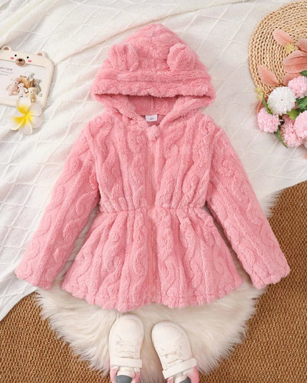 Children's Zip Up Hooded Fleece Outerwear Pink