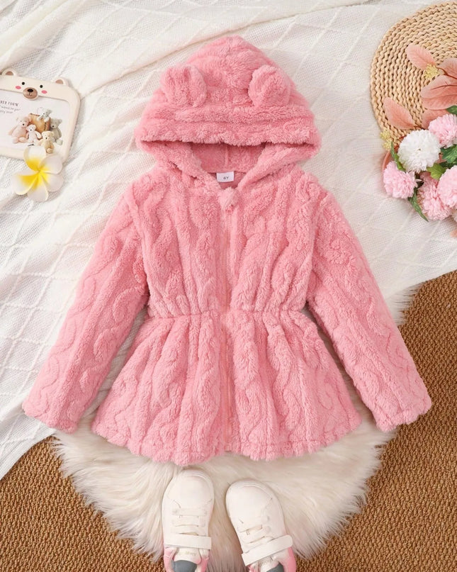 Children's Zip Up Hooded Fleece Outerwear Pink