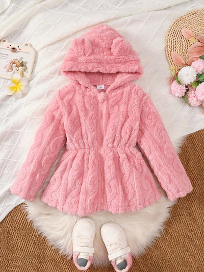 Children's Zip Up Hooded Fleece Outerwear Pink