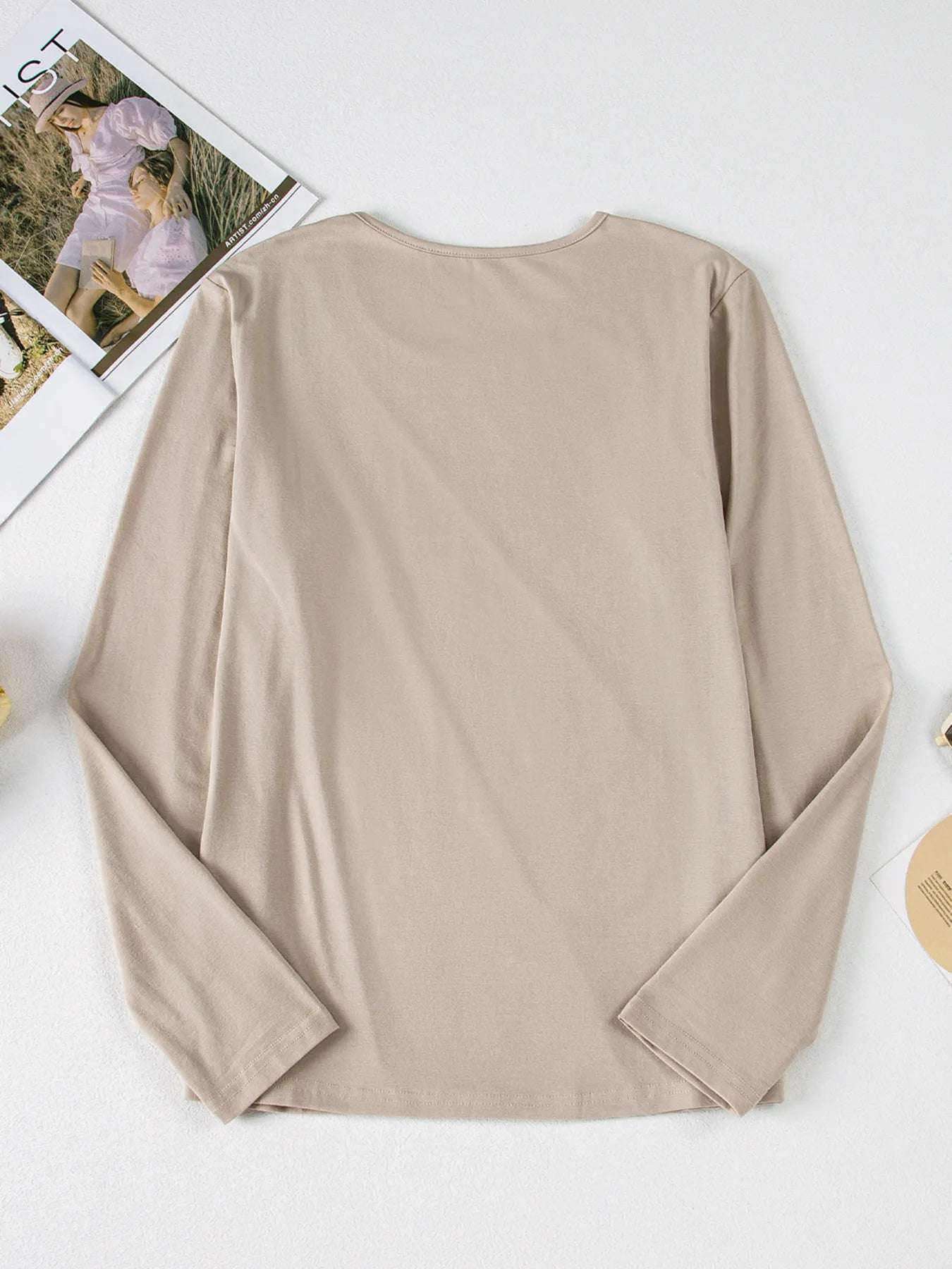 Asymmetric Seam Detail Long Sleeve Top