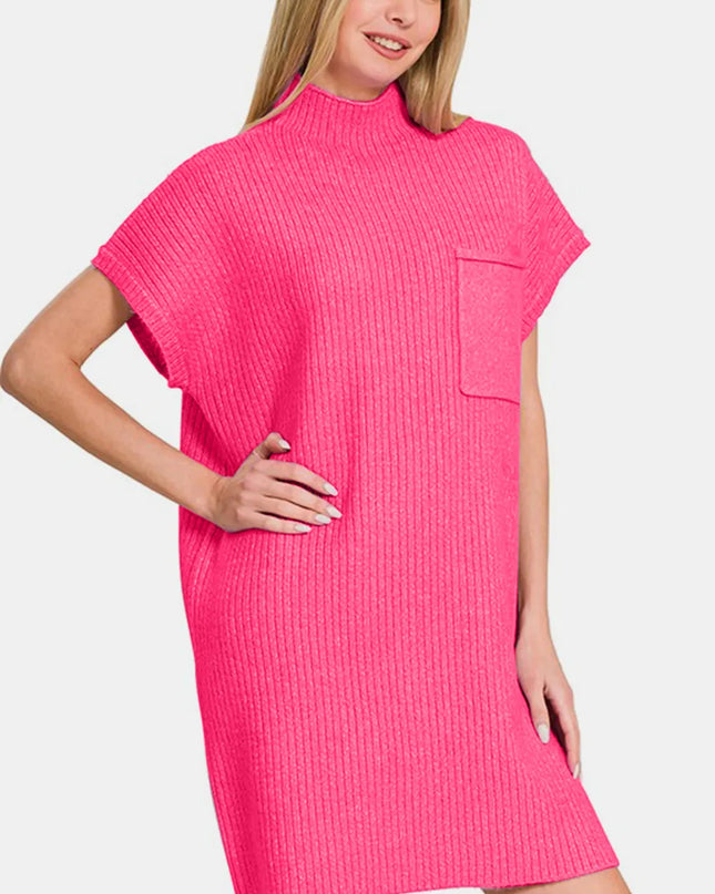Zenana Short Sleeve Sweater Mini Dress