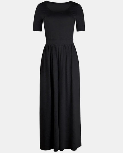 Scoop Neck Short Sleeve Jumpsuit