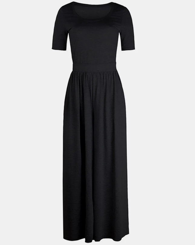 Scoop Neck Short Sleeve Jumpsuit