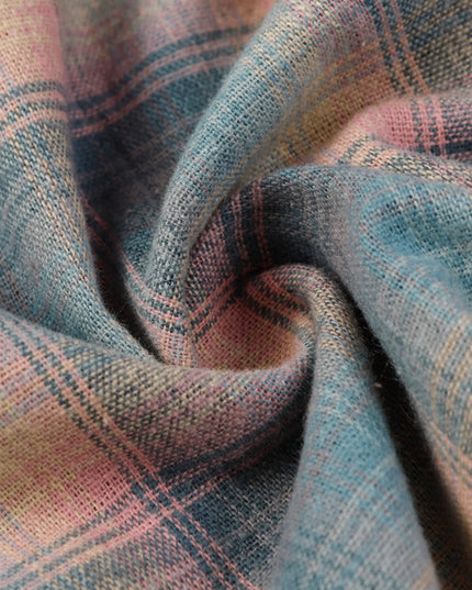 Men's Drawstring Plaid Button Up Hooded Shirt