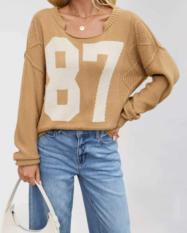 Number 81 Oversized Cable Knit Sweater