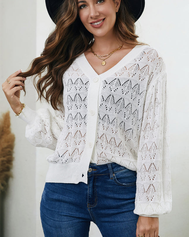 Openwork V-Neck Cardigan