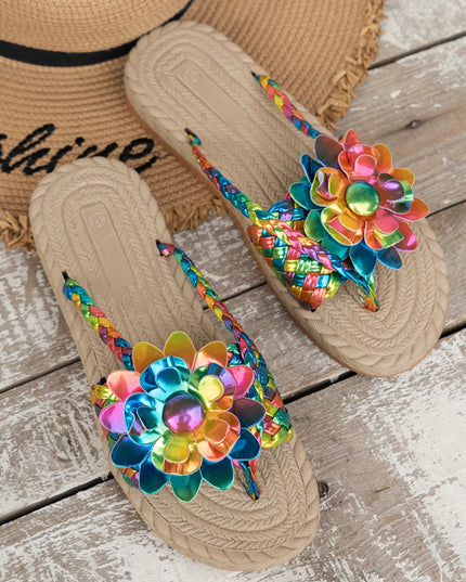Floral Embellished Comfort Slide Sandals 