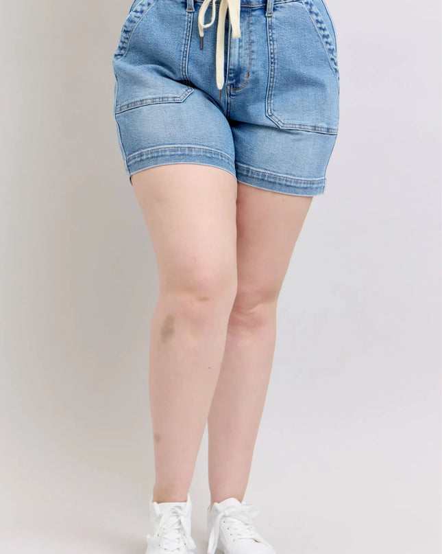 Judy Blue Plus Size High Waist Vintage Wash Denim Shorts Medium