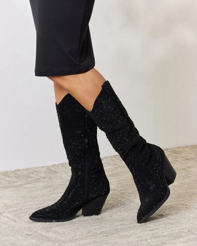 Forever Link Rhinestone Knee High Cowboy Boots