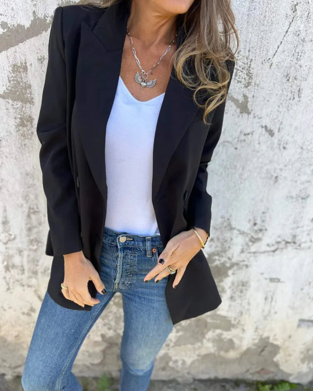 Full Size Collared Neck Long Sleeve Blazer