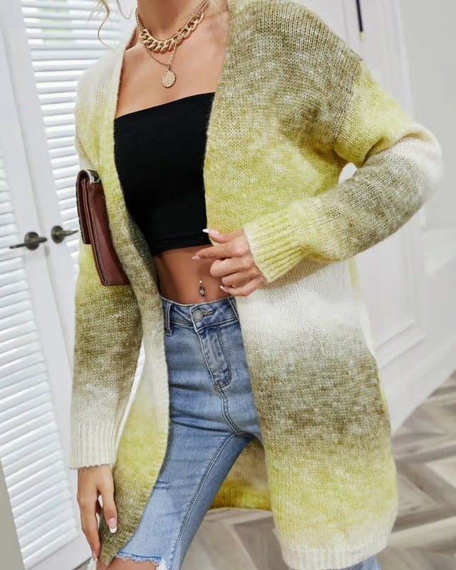 Angel Wings Full Size Pocketed Open Front Gradient Cardigan