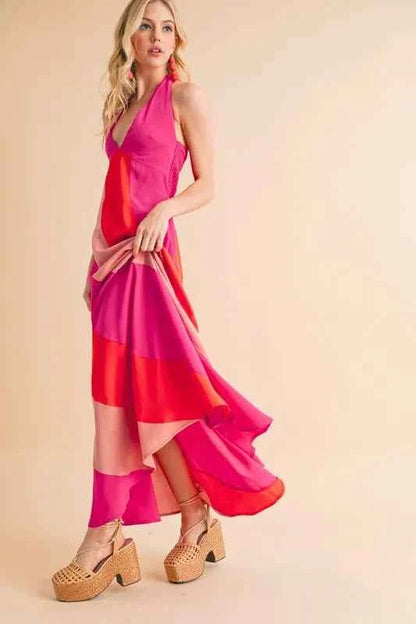 Aemi+Co Color Block Sleeveless Maxi Dress
