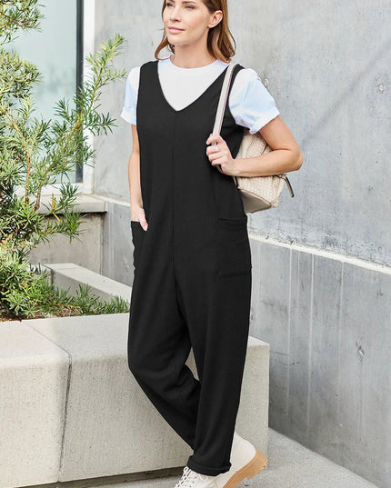 Double Take Full Size Sleeveless Straight Jumpsuit