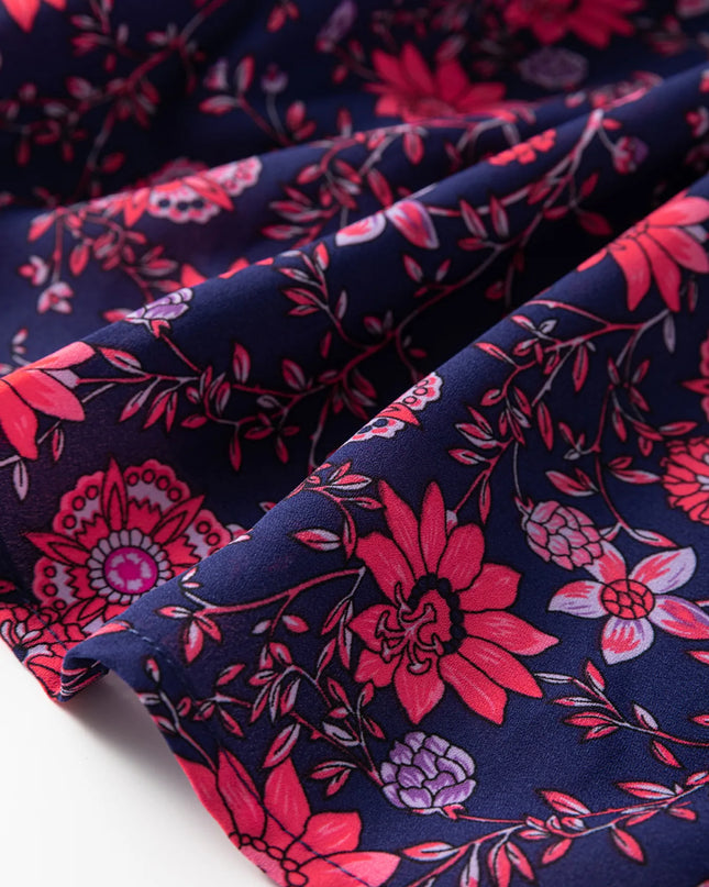 Floral Half Sleeve Split Neck Blouse Top