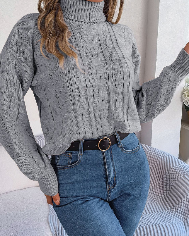 Cable-Knit Turtleneck Sweater