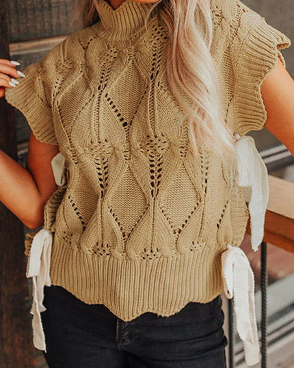 Openwork Turtleneck Sweater Vest