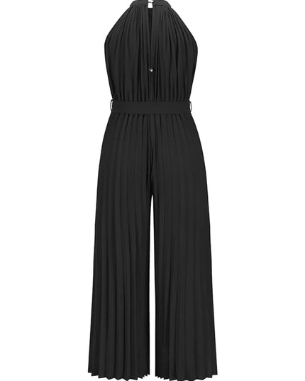 Cutout Tied Pleated Sleeveless Jumpsuit