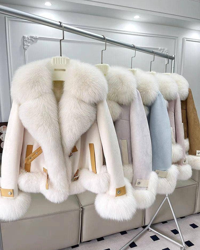 Chic Pink Faux Fur Coat - Winter Elegance For Women Khaki