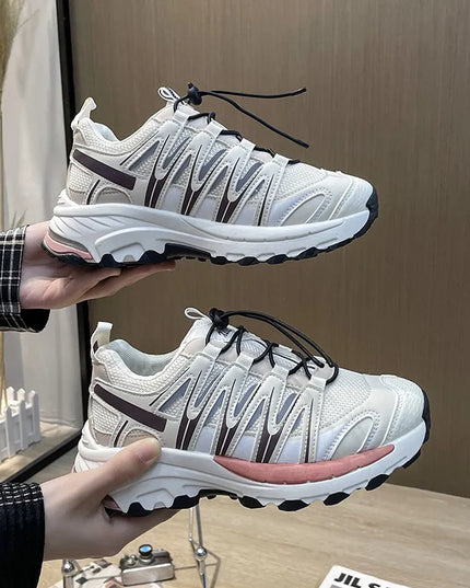 Lace-Up Mesh Platform Athletic Shoes