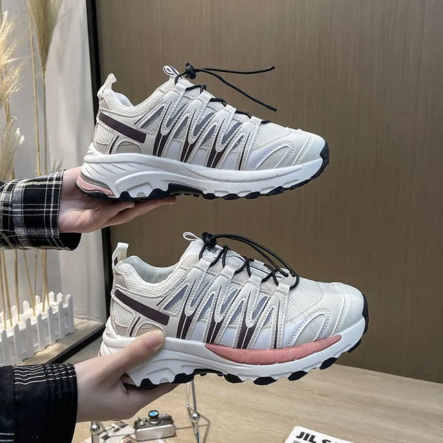 Lace-Up Mesh Platform Athletic Shoes