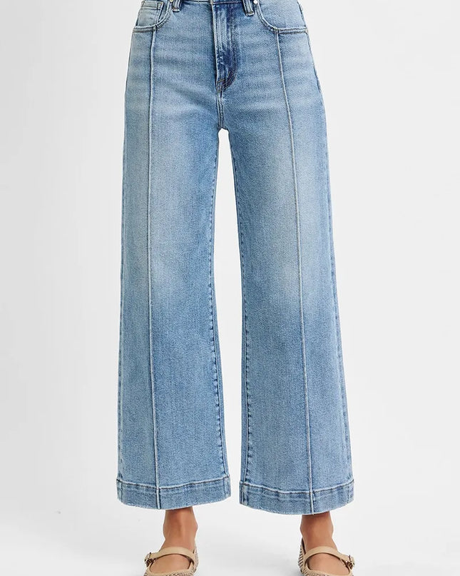 RISEN Full Size High Rise Crop Wide Leg Jeans Plus Size LIGHT