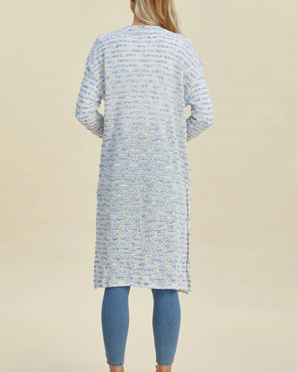 Double Take Full Size Open Front Longline Cardigan 