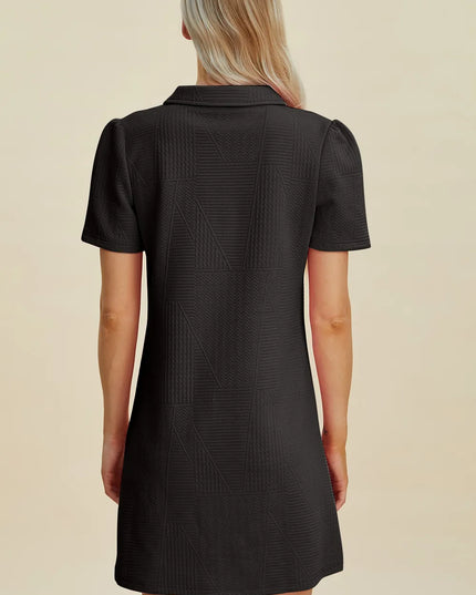 Double Take Full Size Texture Short Sleeve Dress