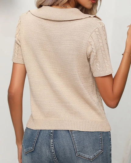 Cable Knit Short Sleeve Top