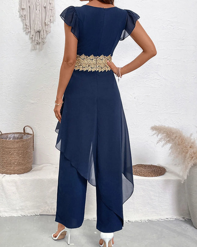V-Neck Wide Leg Jumpsuit 