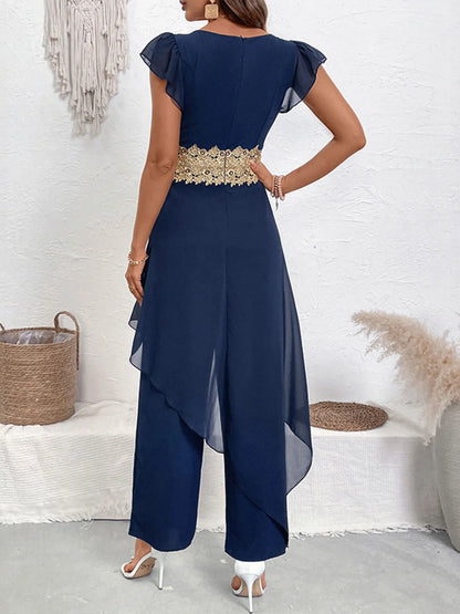 V-Neck Wide Leg Jumpsuit 