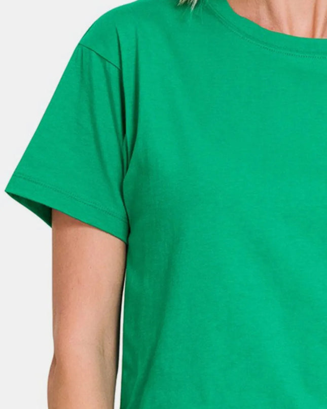 Zenana Round Neck Short Sleeve Cropped T-Shirt