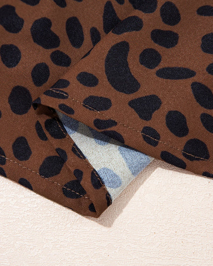 Leopard Print Ruffled Puff Sleeve Blouse