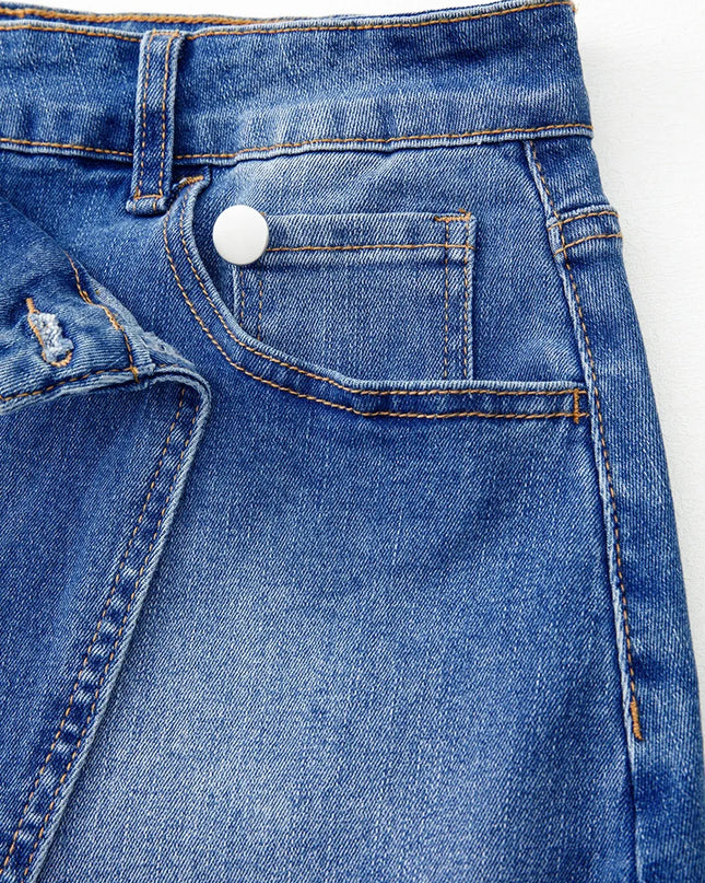 Wrapped Crossed Waist Denim Mini Skirt 