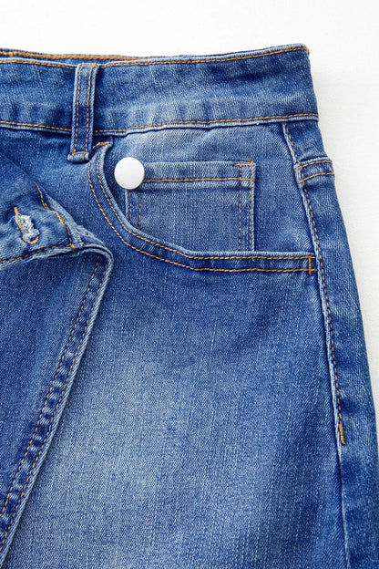 Wrapped Crossed Waist Denim Mini Skirt 