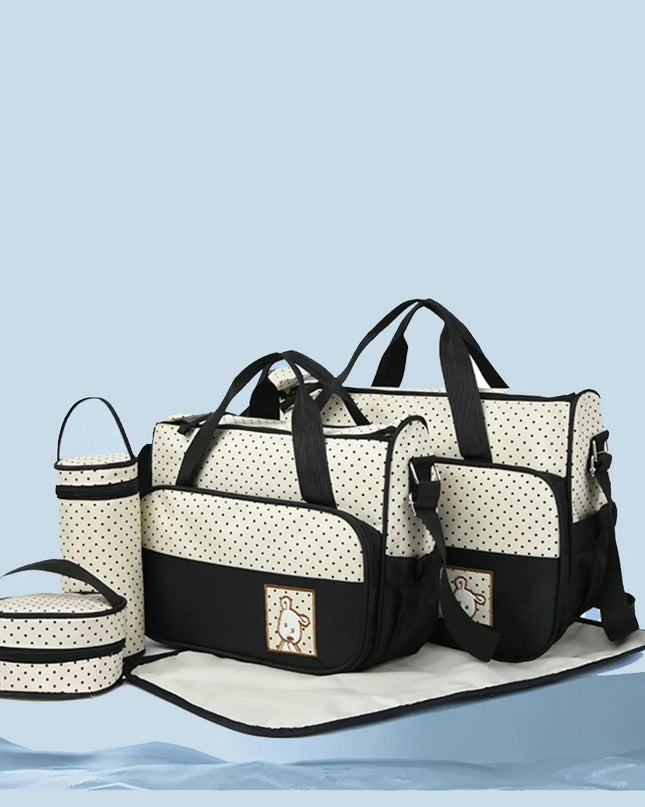 Oxford Cloth Contrast 4 Piece Bag Set Black One Size