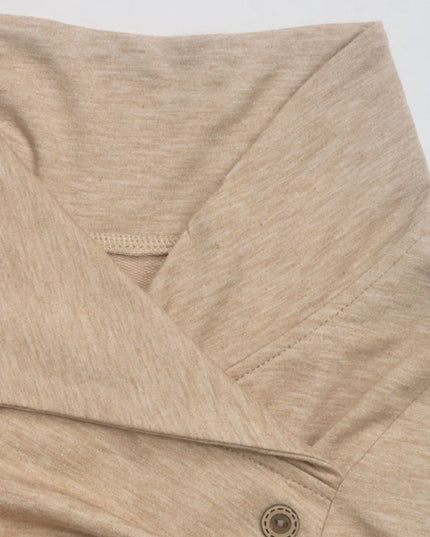 Perfee Asymmetric Mock Neck Long Sleeve Sweatshirt