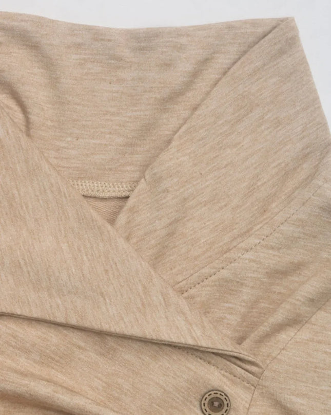 Perfee Asymmetric Mock Neck Long Sleeve Sweatshirt