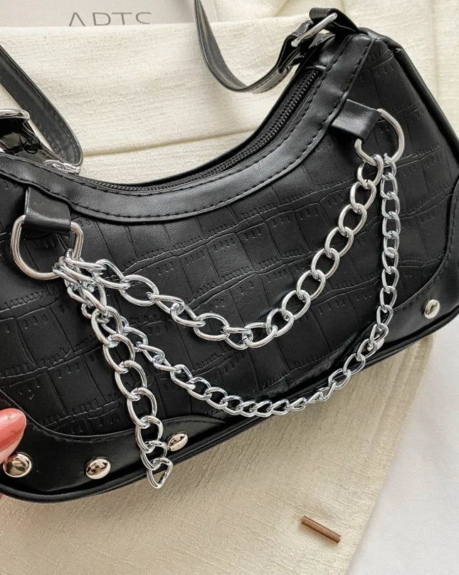 Chain PU Leather Shoulder Bag 