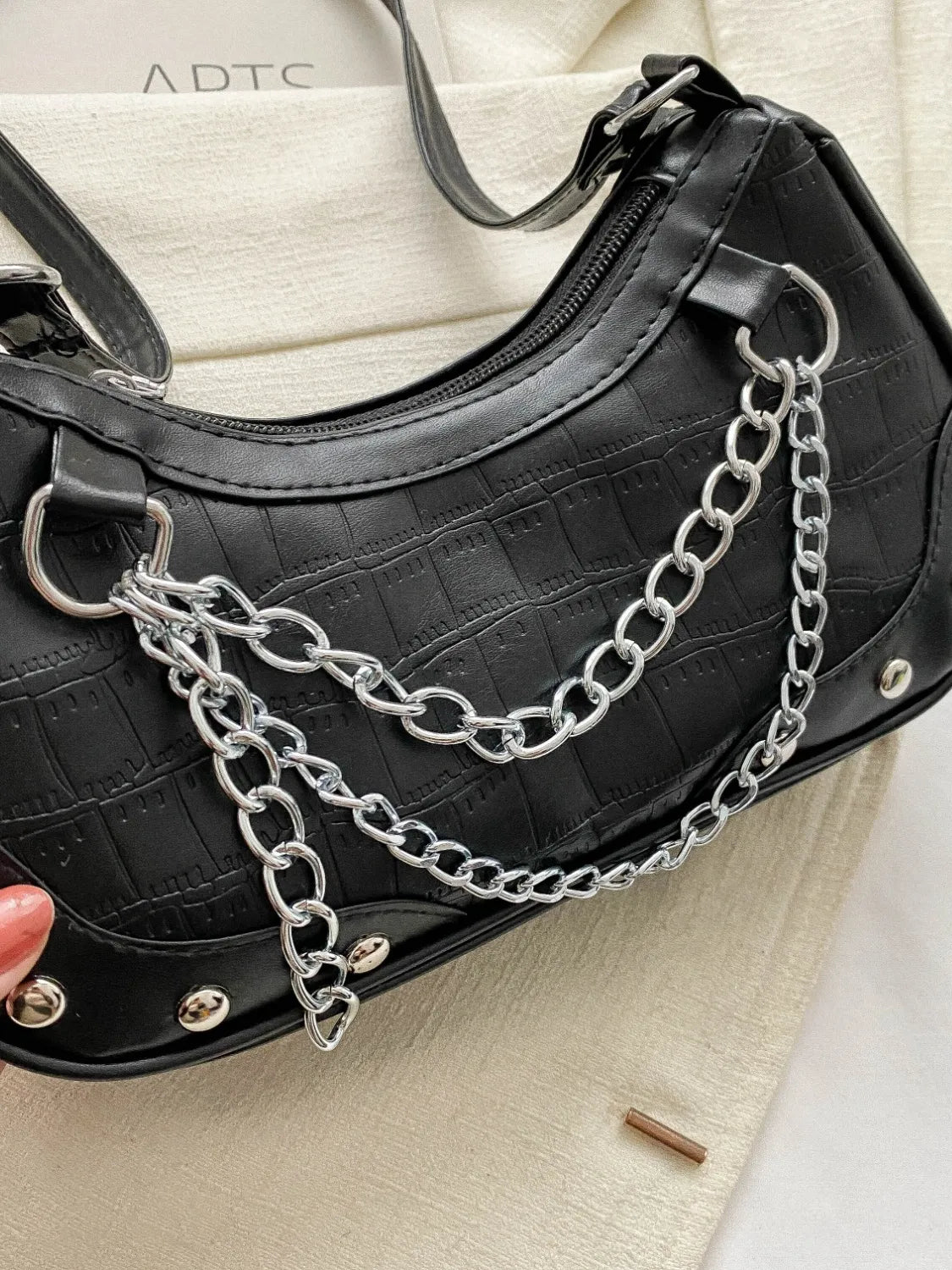 Chain PU Leather Shoulder Bag 