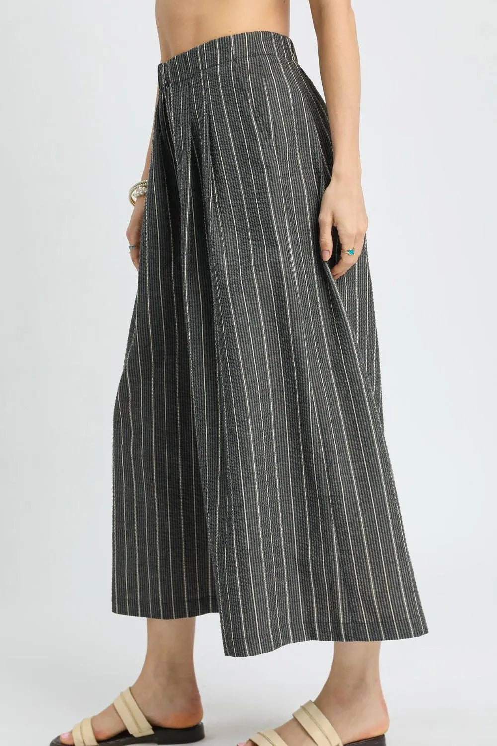 Umgee Pinstripe Crop Palazzo Pants 
