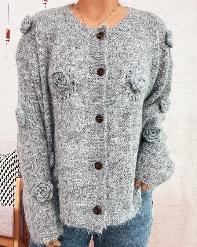 Flower Button-Up Cardigan