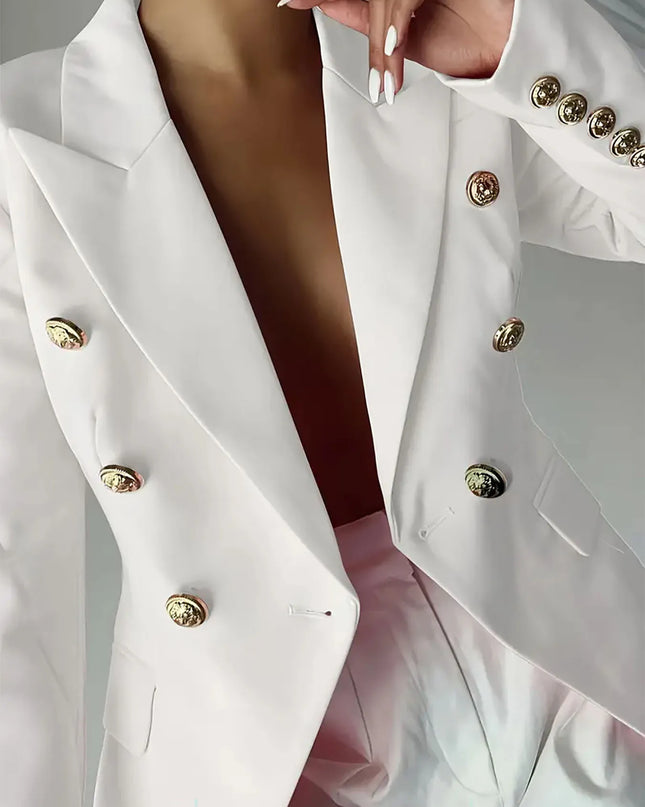 Decor Button Lapel Collar Blazer