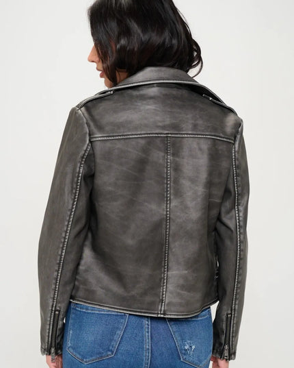 Coalition LA Zip Up Biker Jacket with Belt