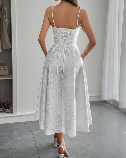 Lace-Up Sleeveless Midi Dress 