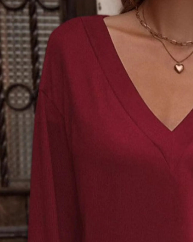 V-Neck Long Sleeve T-Shirt 